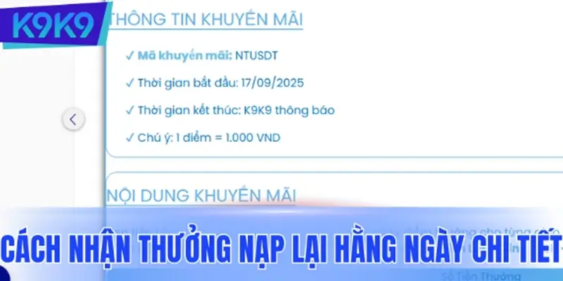 Hướng dẫn nhận thưởng nạp lại hằng ngày chi tiết